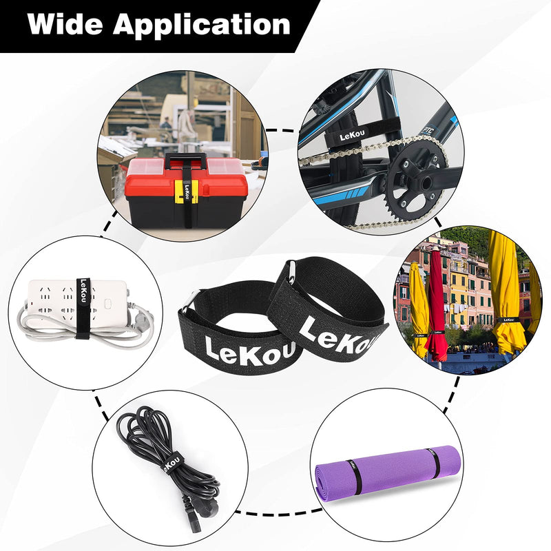  [AUSTRALIA] - Lekou 35 Pack Cable Straps, 8"-12"-18"-24"-30" Reusable Cable Ties, Hook and Loop Straps with Metal Buckle, Fastening Securing Straps for Cord Organizer Wire Management 35 PCS (8'' - 12'' - 18'' - 24'' - 30'') Black