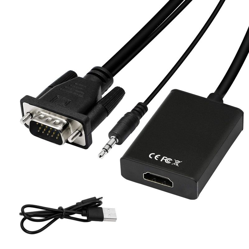  [AUSTRALIA] - YACSEJAO VGA to HDMI Adapter 1080P VGA Male to HDMI Female Converter for Computer, Desktop, Laptop, PC, Monitor, Projector, HDTV with Audio Cable and USB Cable