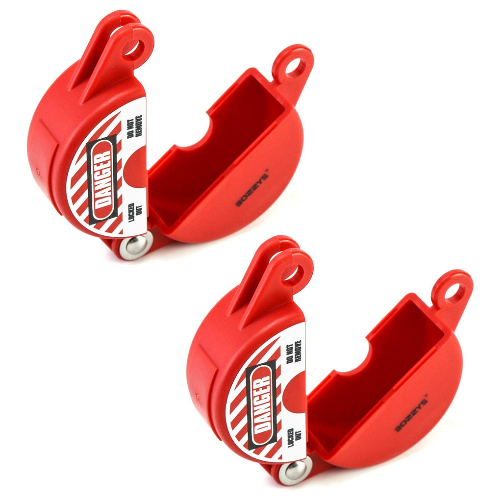  [AUSTRALIA] - QWORK Valve Lockout, Safety Padlock Gate Valve Lock Device for Professional and Industrial Use, Red, 2 Pieces