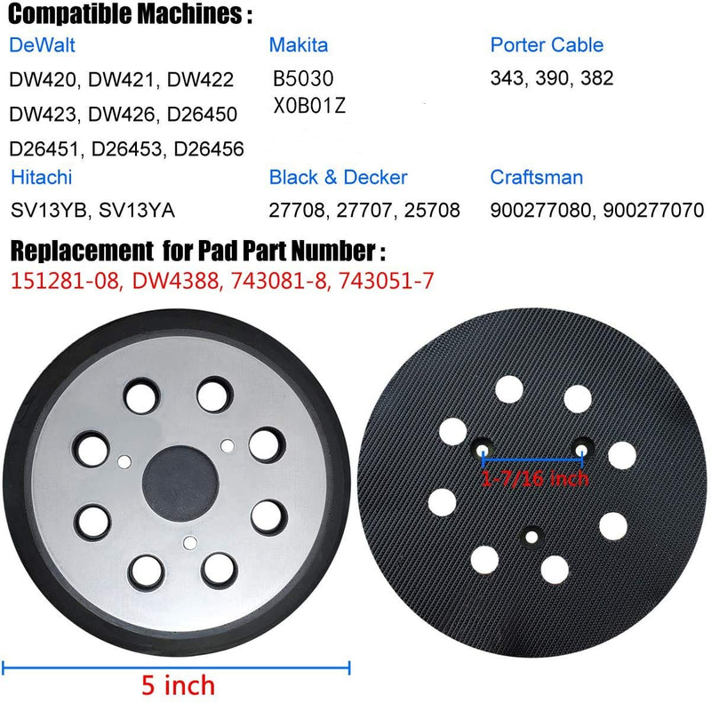  [AUSTRALIA] - 5 Inch 8 Hole Hook and Loop Replacement Pad for DeWalt Sander DW421, DW423,D26451/K,D26453