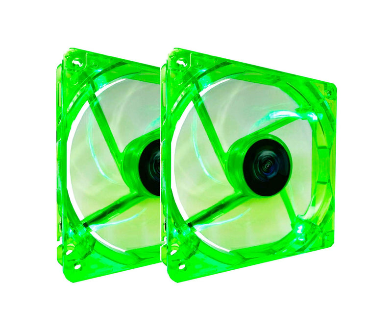  [AUSTRALIA] - Apevia AF212L-GN 120mm 4pin Molex + 3pin Motherboard Silent Green LED Case Fan (2-pk)