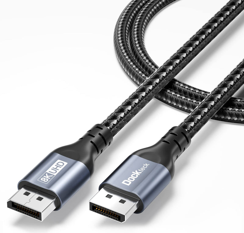  [AUSTRALIA] - 8K DisplayPort Cable 1.4, Dockteck 10Ft DP to DP Ultra High Speed Display Port Cord(8K@60Hz, 4K@144Hz, HDR), Support HBR3 32.4Gbps HDCP Braided Cable for TV FreeSync G-Sync Gaming Monitor PC 9.9 Ft