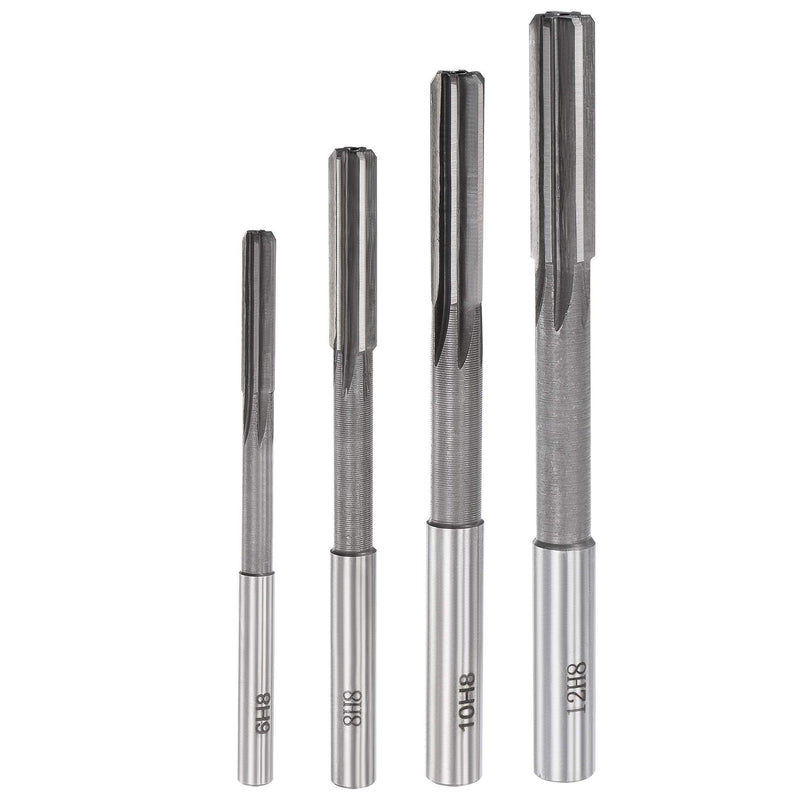  [AUSTRALIA] - uxcell Chucking Reamer Set Lathe Machine Reamer Straight Flute Milling Cutter High Speed Steel H8 Tolerance (6mm 8mm 10mm 12mm) 4pcs