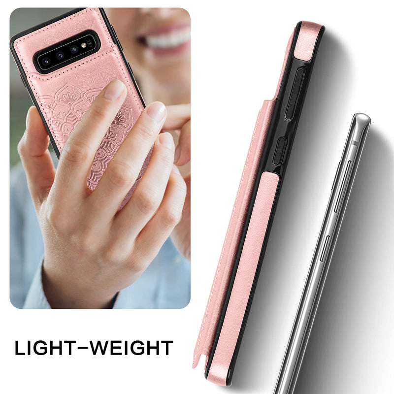  [AUSTRALIA] - BENTOBEN Samsung Galaxy S10 Wallet Case, PU Leather Heavy Duty Rugged Shockproof Protective Cases with Card Slots Cash Holder Phone Case for Samsung Galaxy S10 6.1 Inch, Rose Gold C372-Rose Gold