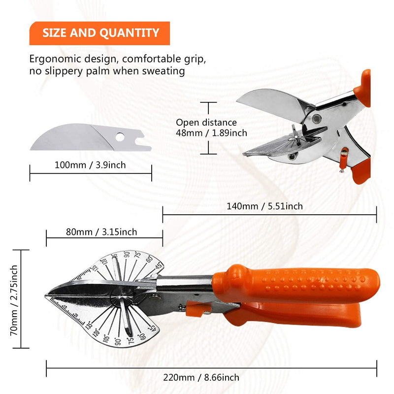  [AUSTRALIA] - Cutting tools, Multi Angle Miter Shear Cutter Cuts 45 to 135 Degree Miter Snips Cutting Tool ,Best Utility scissors (Miter shears)