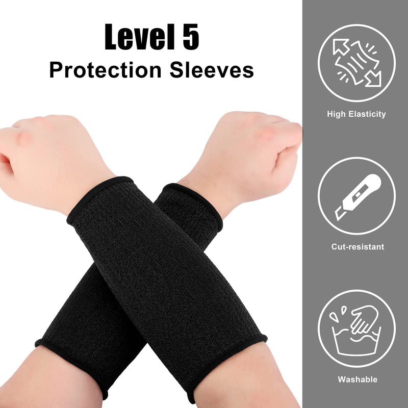  [AUSTRALIA] - Aneco 4 Pairs Cut Resistant Sleeves 8.27 x 3.7 Inches Cut Resistant Sleeve Arm Level 5 Protection Sleeve for Male, Female Small Black
