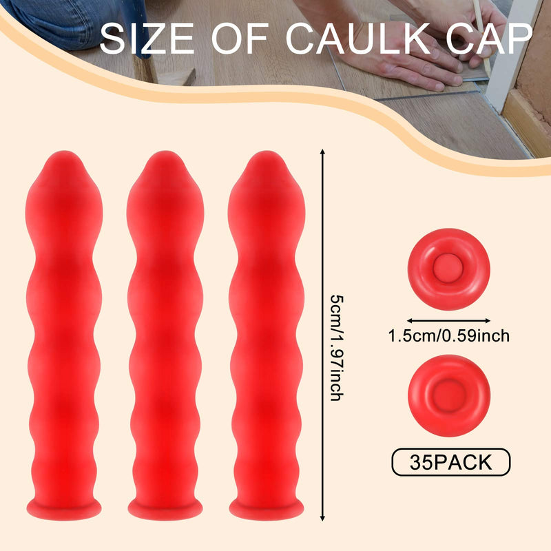  [AUSTRALIA] - Caulk Cap Caulk Saver Cap Caulk Finishing Tool Caulk Saver Caps Caulking Tube Covers Tube Caps for Sealing and Preserving, Red (35 Pieces) 1