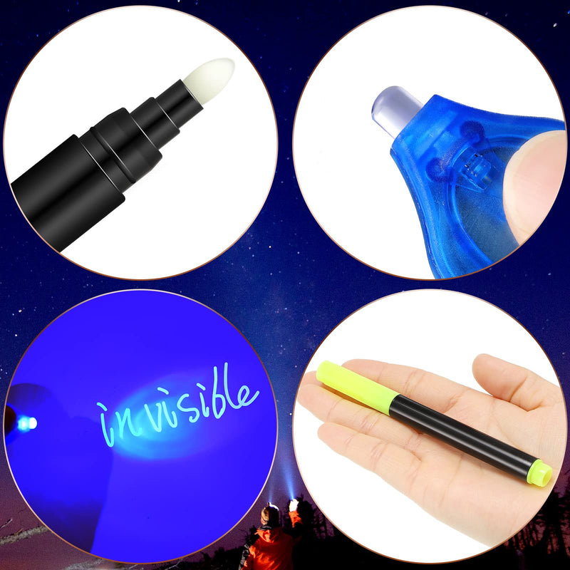  [AUSTRALIA] - 3 Pieces Light Ink Pen Invisible Ink Marker Disappearing Ink Secret Pens for Kids with 3 Pieces UV Light Keychain Light Mini UV Led Flashlight Marker Keychain for Secret Note School Office Identify