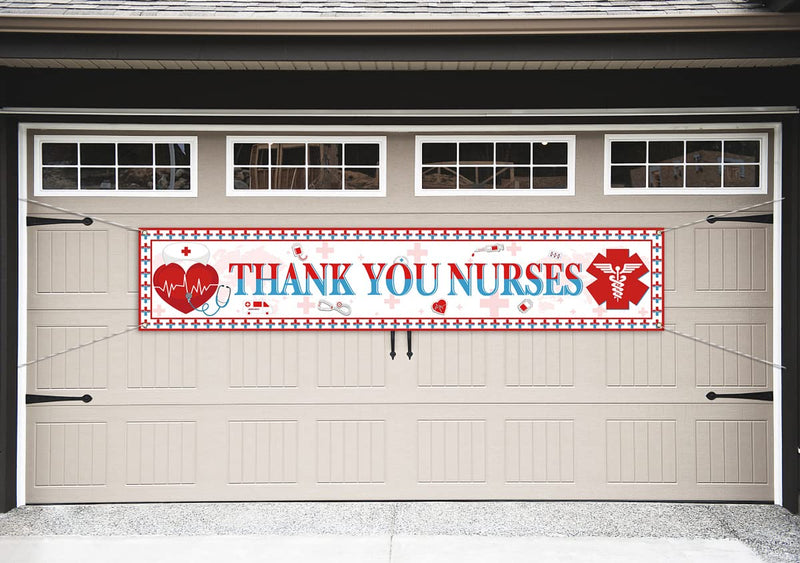  [AUSTRALIA] - Thank You Nurses Fence Banner Nurses Week Large Outdoor Banner Home Yard Office Hanging Sign Decoration
