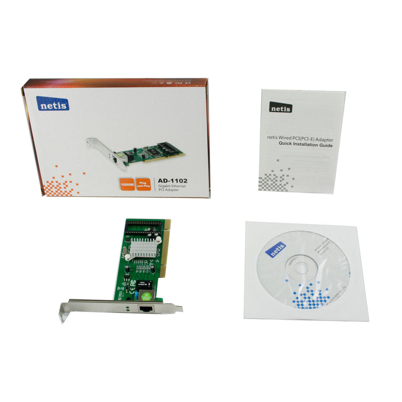  [AUSTRALIA] - Netis AD1102 Gigabit Ethernet PCI Adapter for Windows, Mac OS, Linux | 10/100/1000Mbps PCI Network Adapter/Card with Plug and Play | Both Standard & Low Profile Bracket Included