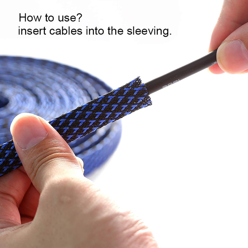  [AUSTRALIA] - 100ft - 1 inch PET Expandable Braided Sleeving – Blackblue – Alex Tech braided cable sleeve 1"-100ft