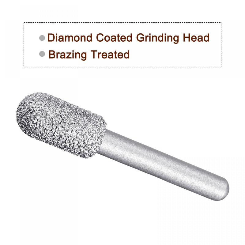  [AUSTRALIA] - uxcell Diamond Mounted Points 60 Grit 10.5mm Brazed Grinder Round Head 6mm Shank Grinding Rotary Bit Marble Stone Carving Tool