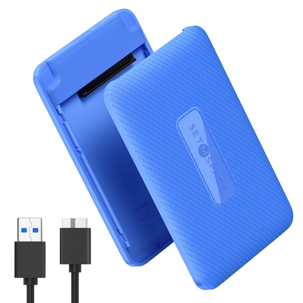  [AUSTRALIA] - Hard Drive Enclosure 2.5 , HDD SSD Enclosure Tool-Free , Enclosure USB A 7-9.5mm , External Hard Drive Enclosure Safe Fast 5Gbps UASP , 2.5 Enclosure Max 6TB with 1.6ft Cable (Blue) Blue USB A