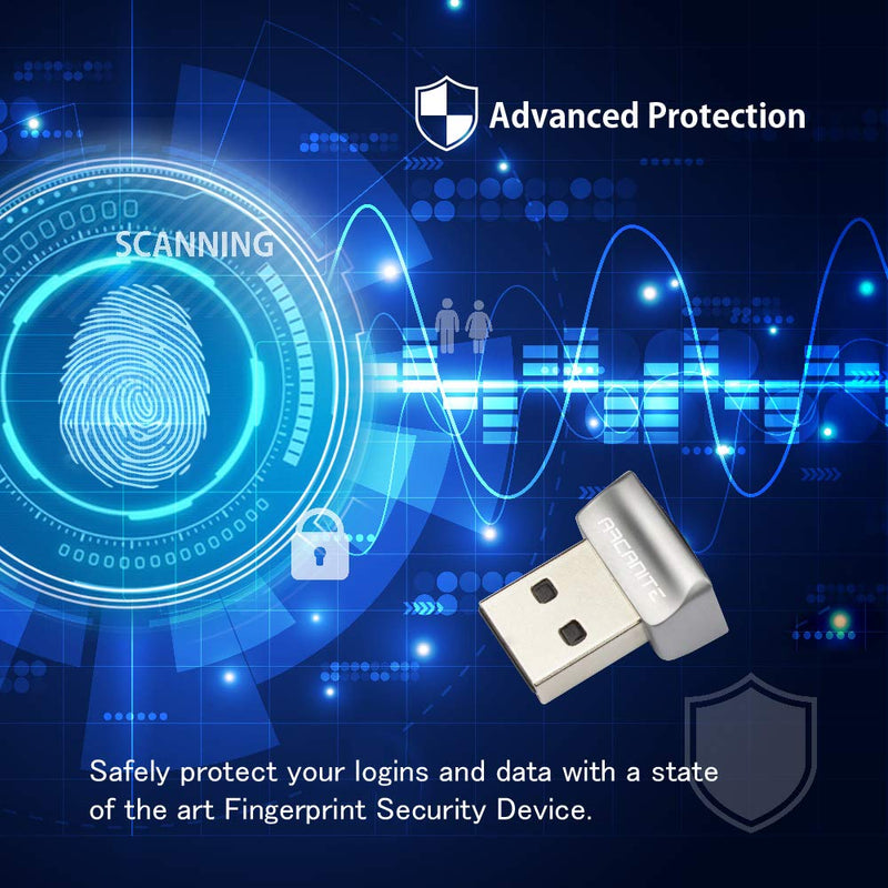  [AUSTRALIA] - ARCANITE USB Fingerprint Reader for Windows 10 Hello, 0.05s 360-Degree Sensor Security Device, AKFSD-07 Digital Reader