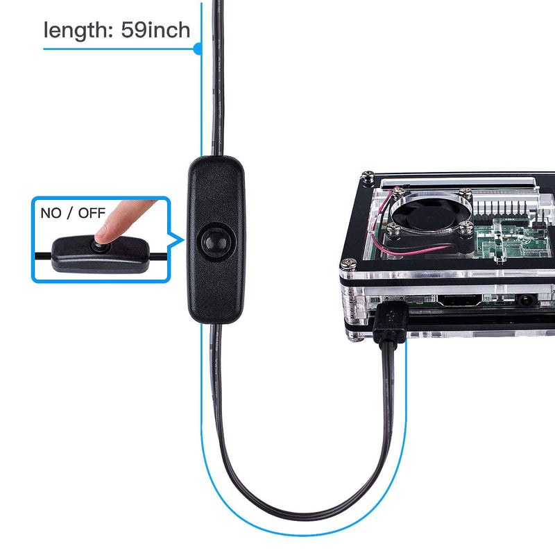  [AUSTRALIA] - Miuzei Raspberry Pi 3 B+ Case with Fan Cooling, Pi 3B Case with 3 Pcs Heat-Sinks, 5V 3A Power Supply for Raspberry Pi 3 B+ (B Plus), 3B (No Raspberry Pi Board)