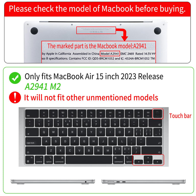  [AUSTRALIA] - Seorsok Compatible with MacBook Air 15 inch Case 2023 Release A2941 M2 Chip Liquid Retina Display Touch ID,Ultra Thin Laptop Plastic Hard Shell Case&Keyboard Cover,Crystal Clear