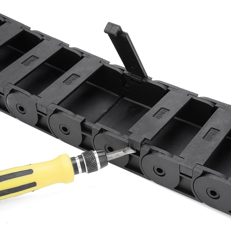  [AUSTRALIA] - uxcell R38 18mm x 50mm Black Plastic Semi Closed Cable Wire Carrier Drag Chain 1M Length