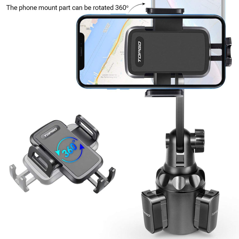  [AUSTRALIA] - TOPGO Cup Holder Phone Holder, [No Shaking & Stable & Adjustable Pole] Car Cup Holder Phone Mount, Cell Phone Cradle for iPhone 14, Samsung and More Smart Phone(Black) Black