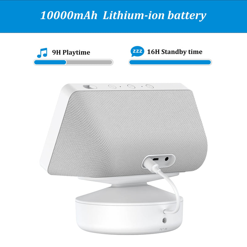  [AUSTRALIA] - PlusAcc Show 5 Battery Base - 10000 mAh Portable Battery Charger Stand for for Show 5/ Show 5 2nd Generation, Tilt Function (White) White