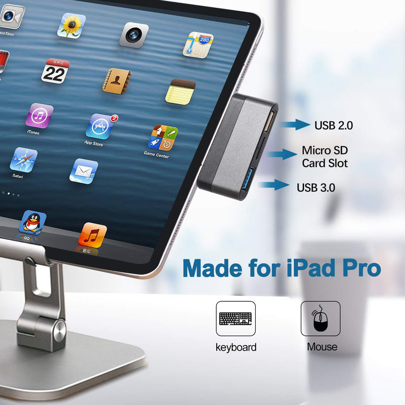 Funmiu USB C Hub for iPad Pro,3-in-1 USB C Adapter,USB 3.0 Port,microSD Card Reader- Compatible with iPad Pro 2020 2019 2018,MacBook Pro Air (Space Gray),mini hub - LeoForward Australia