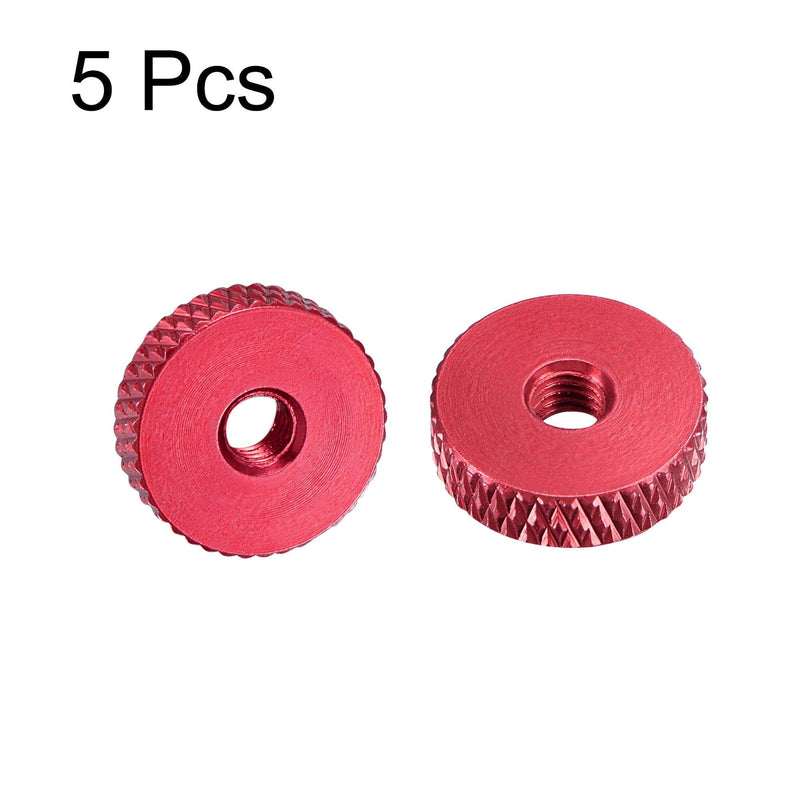  [AUSTRALIA] - uxcell Flat Knurled Nut - M4 x 14mm x 4mm Thumb Nuts Lock Adjusting Nuts Aluminum Alloy Red 5Pcs