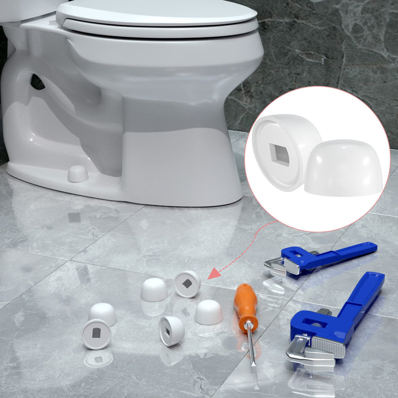  [AUSTRALIA] - PAGOW 8 Pack Toilet Bolt Caps Decorative, White Plastic Toilet Caps for Bottom of Toilet, Height 0.84" Push-On Toilet Bowl Bolt Caps Covers for Home Office Height 0.84"