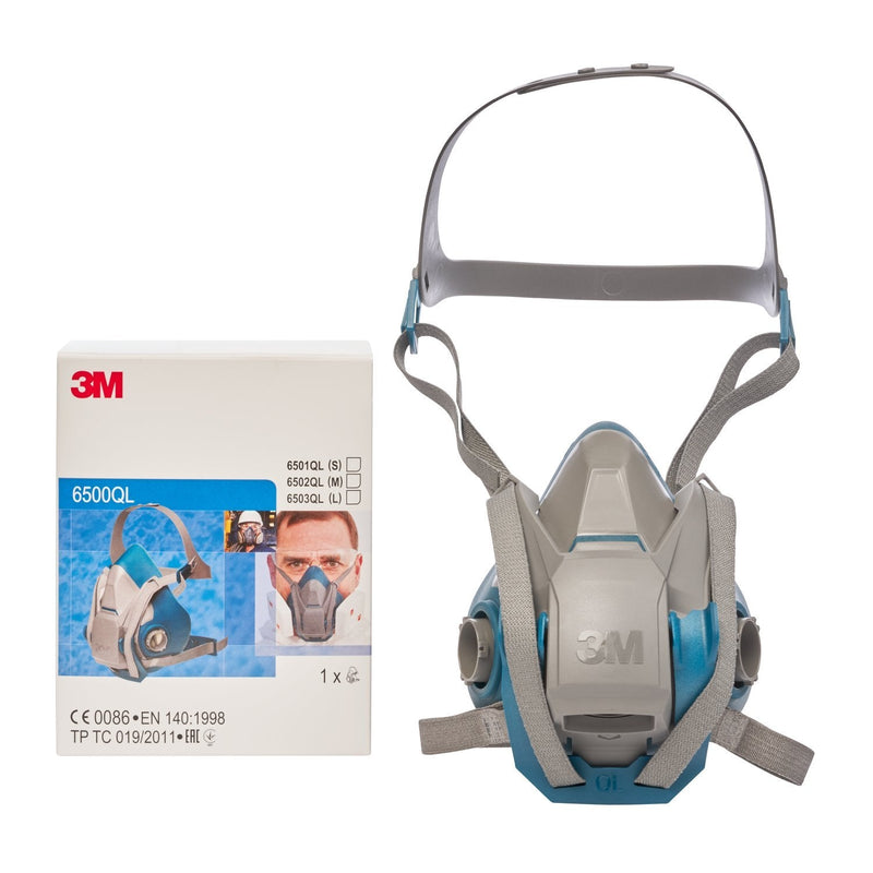 [AUSTRALIA] - 3M respiratory protection half mask 6502QL - breathing mask with cool-flow exhalation valve & quick-release mechanism - reusable mask with a large selection of filters for a wide range of uses, size M single