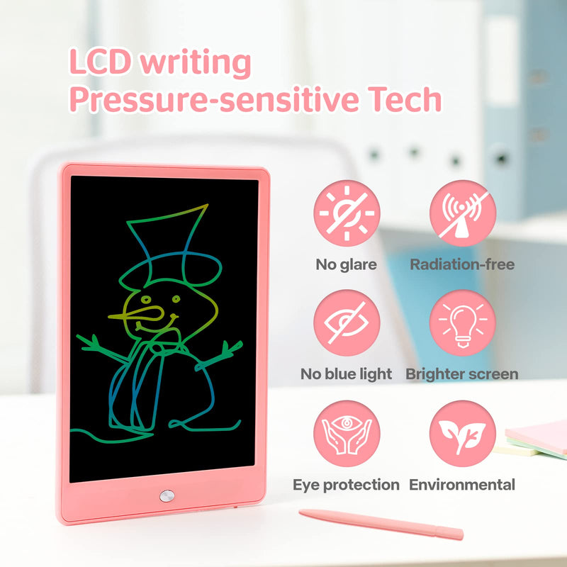  [AUSTRALIA] - LCD Writing Tablet for Kids, 10 Inch Electronics Drawing Tablet Reusable Drawing Pad，Colorful Doodle Board Digital Writing Pad, Toddler Educational Learning Toys Gift for 3 4 5 6 7 8 Years Old Girls Pink