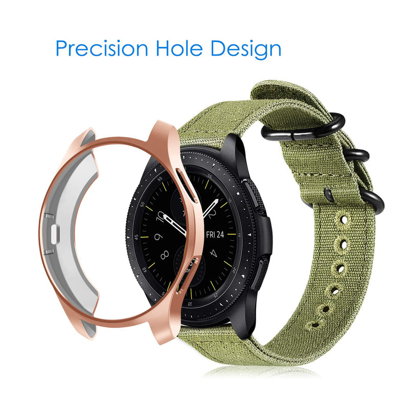 3 Pack - Fintie Case Compatible with Samsung Galaxy Watch 42mm, Premium Soft TPU Slim Plated Case Protective Bumper Shell Cover Compatible with Galaxy Watch 42mm SM-R810, Black,Rose Gold, Clear Black, Rose Gold, Clear - LeoForward Australia