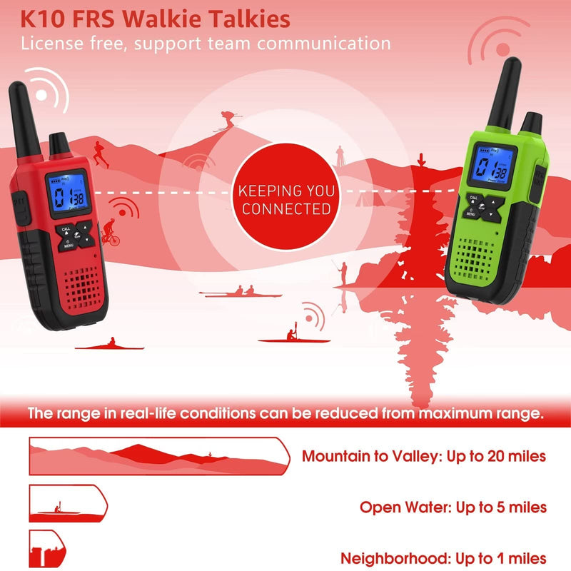  [AUSTRALIA] - 2 Adults Walkie Talkies with Earpiece and Mic Set - Long Range 2 Way Radios Walkie Talkie Rechargeable 2 Pack Long Distance Walkie Talkies with Charging Station Dock USB Charger NOAA Weather Alert Charging Station Option(Two Pack Only)