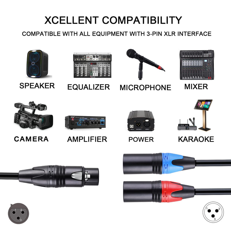  [AUSTRALIA] - 2 Male to 1 Female XLR Y Splitter Micrphone Cable 1.5ft, Anewbig 3pin Dual XLR Male to XLR Female Y-Splitter Balanced Mic Audio Cables for Stereo Mic to L & R Audio Track (1.5feet) 2M1F