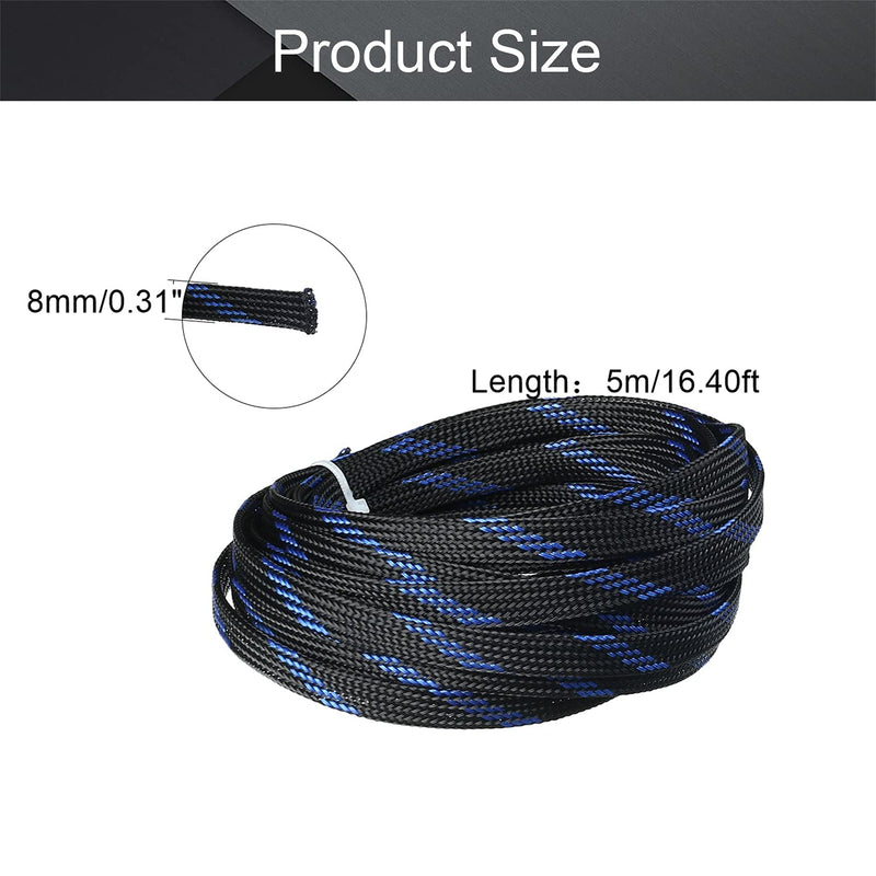  [AUSTRALIA] - Othmro 5m/16.4ft PET Expandable Braid Cable Sleeving Flexible Wire Mesh Sleeve Dark Blue 8mm*5m