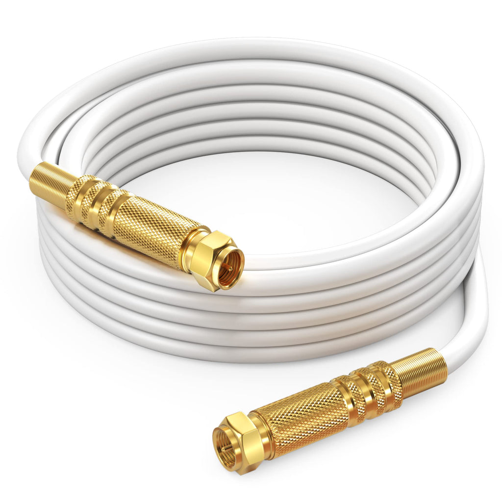  [AUSTRALIA] - RG6 COAXIAL Cable - Quad Shielded, [12ft / White] Non-Oxygen Copper Cable Wire for TV, Internet & More - Flexible Coax Cable Cord 12 Feet 1 Pack