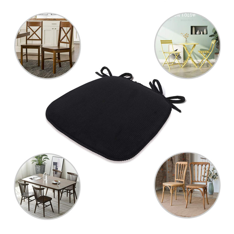  [AUSTRALIA] - Kanou Chair Pad with Ties Non Slip Kitchen Dining Chair Cushion and Seat Cushion with Machine Washable Cover Durable Soft Mat Pads 17"x 16.5",1 Pack,Black Black 1