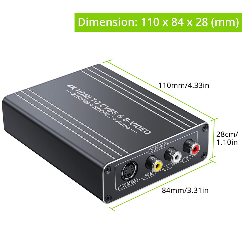  [AUSTRALIA] - HDMI to SVideo Converter LiNKFOR HDMI to AV Converter 4K 60Hz with Power Supply HDMI 2.0 to Composite CVBS R/L Stereo Audio S-Video Adapter HDMI to S-Video with RCA Cable and S-Video Cable PAL NTSC