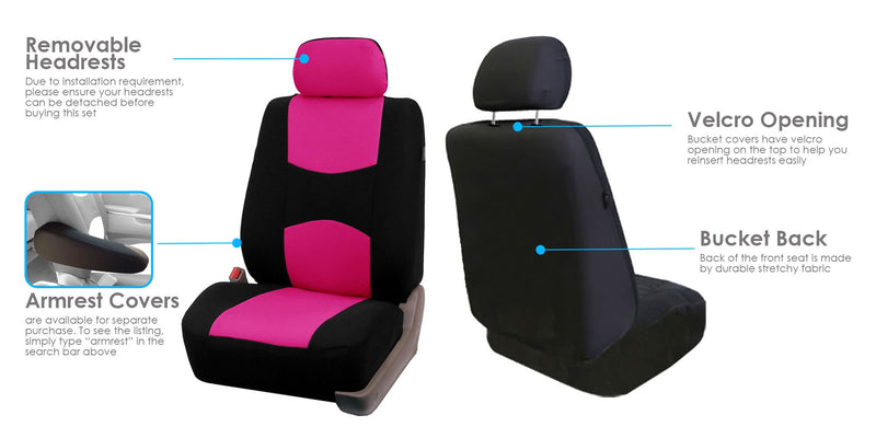  [AUSTRALIA] - FH Group Universal Fit Flat Cloth Pair Bucket Seat Cover, (Pink/Black) (FH-FB050102, Fit Most Car, Truck, Suv, or Van) Pink/Black