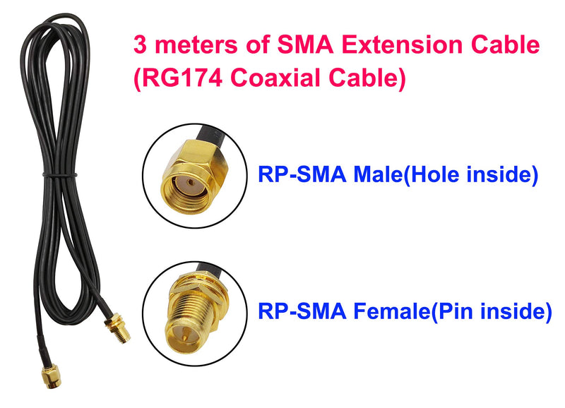 PS4 Antenna Upgrade Replacement Kit 10dBi 2.4GHz Long Range Extender Bluetooth WiFi Antenna + 10in U.FL to RP-SMA Cable for Mini PCIe Card + RP SMA Extension Cable 10ft PS4 Antenna Kit - LeoForward Australia