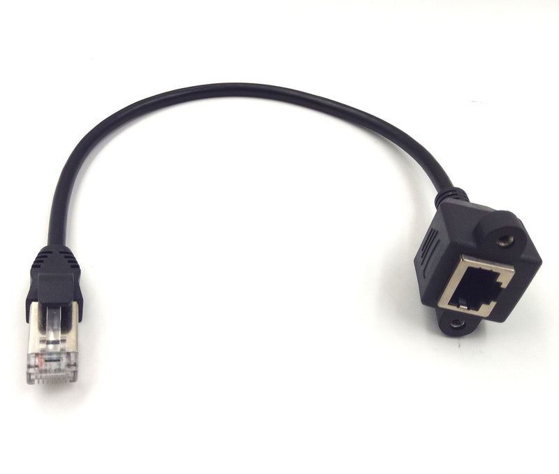  [AUSTRALIA] - RJ45 Extension Cable Haokiang Ethernet Extension Cable Network Cat6 Extension Patch Cable RJ45 Male to Female Connector Network Extension Cable (1ft with Ear) 1ft With ear