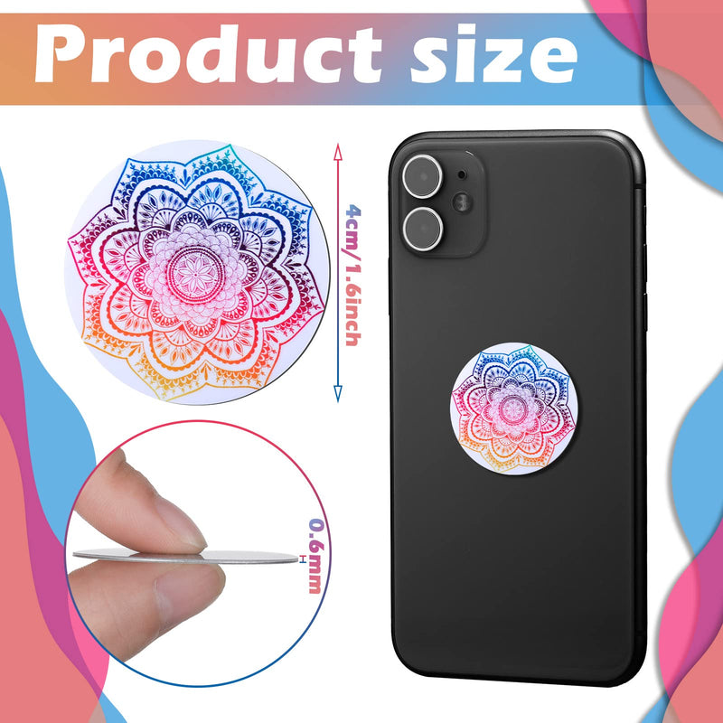  [AUSTRALIA] - 18 Pieces Phone Round Magnet Mount Metal Plate Sticker for Phone Magnet Car Magnet Holder Mount Universal Magnetic Phone Mount Plates Adhesive Metal Piece for Magnetic Phone Holder, Mandala Style