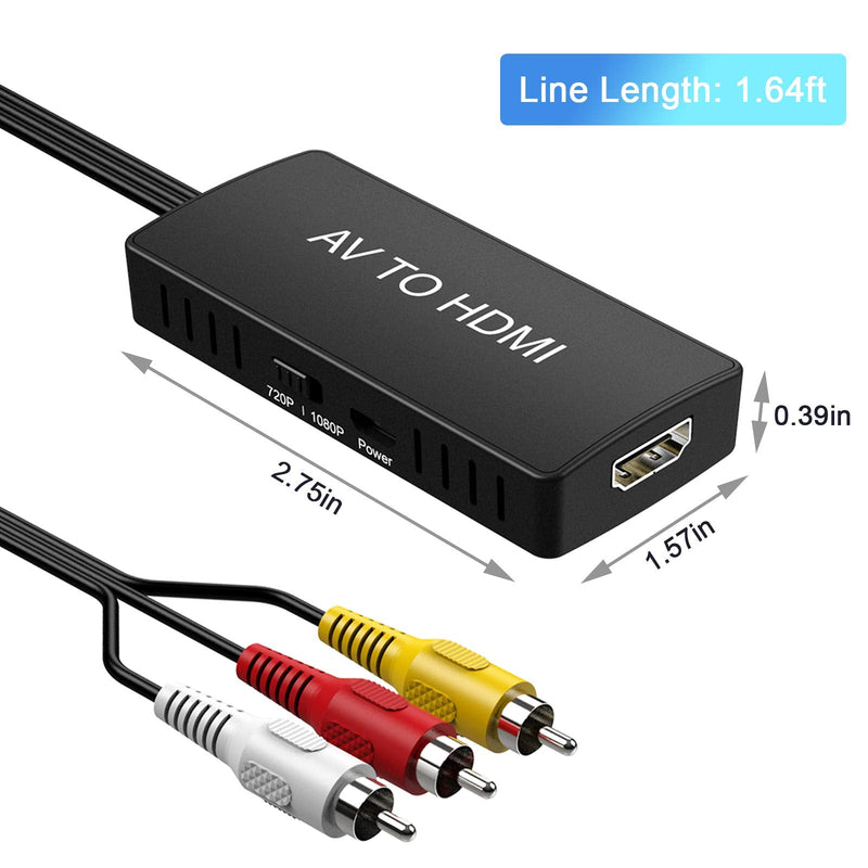  [AUSTRALIA] - DIGITNOW RCA to HDMI Converter, AV to HDMI Composite Video Audio Converter Adapter, Supports PAL/NTSC for PS2, PS3, STB, VHS, VCR, Blue-Ray DVD