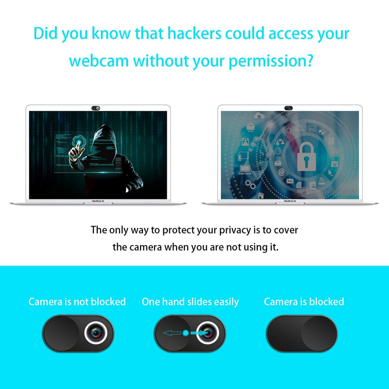  [AUSTRALIA] - Braylin Metal Magnet Web Webcam Cover Slide Blocker for Laptop, Desktop, PC, MacBook Pro, iMac, Tablets PC, Surface, Notebook, Smartphone, Echo Spot, Protect Your Privacy and Security 05.3Pcs Black Metal Magnet