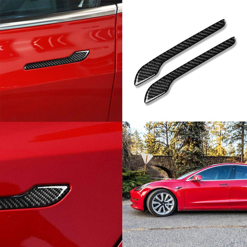 CoolKo Modified Decorative Car Door Handle Sills Protection Kit Real Carbon Fiber Compatible with Model 3 & Y [4 Pieces - Black] B2. Door Handle Sill - LeoForward Australia