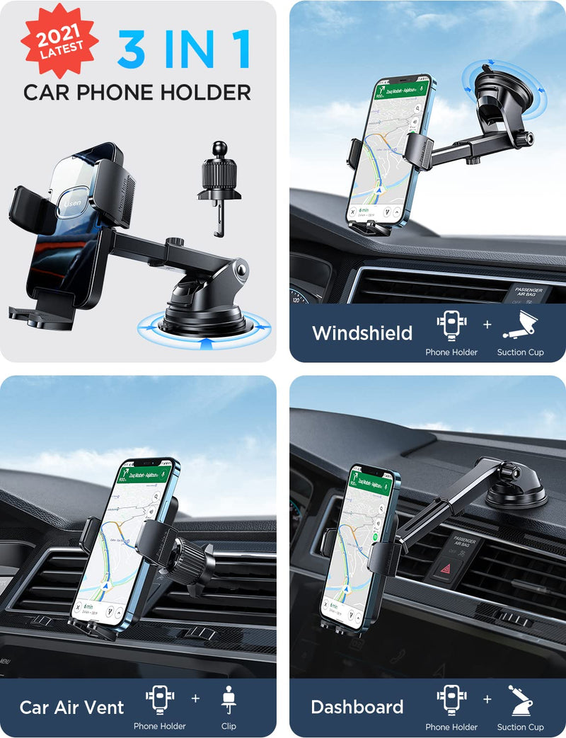  [AUSTRALIA] - LISEN Phone Mount for Car, Dashboard Car Phone Holder Mount, Car Mount for iPhone Holder for Car Windshield Air Vent Compatible with iPhone 13 Pro Max, and All 4-7'' Smartphone