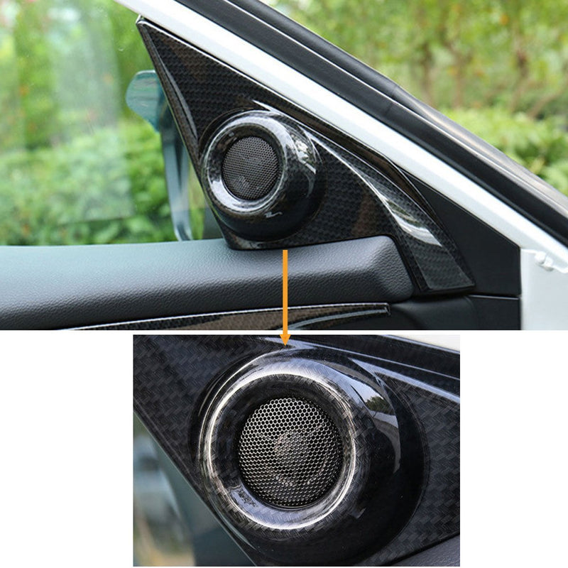  [AUSTRALIA] - Xotic Tech Carbon Fiber Pattern Door Audio Speaker Covers for Honda Civic 10th 2016-2020