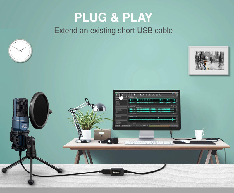  [AUSTRALIA] - BlueRigger USB Active Extension Cable (16FT - 5M Long Cord, USB2.0 Extender, Male to Female Repeater)- for Game Consoles, Printer, Camera, Keyboards USB 2.0 15FT