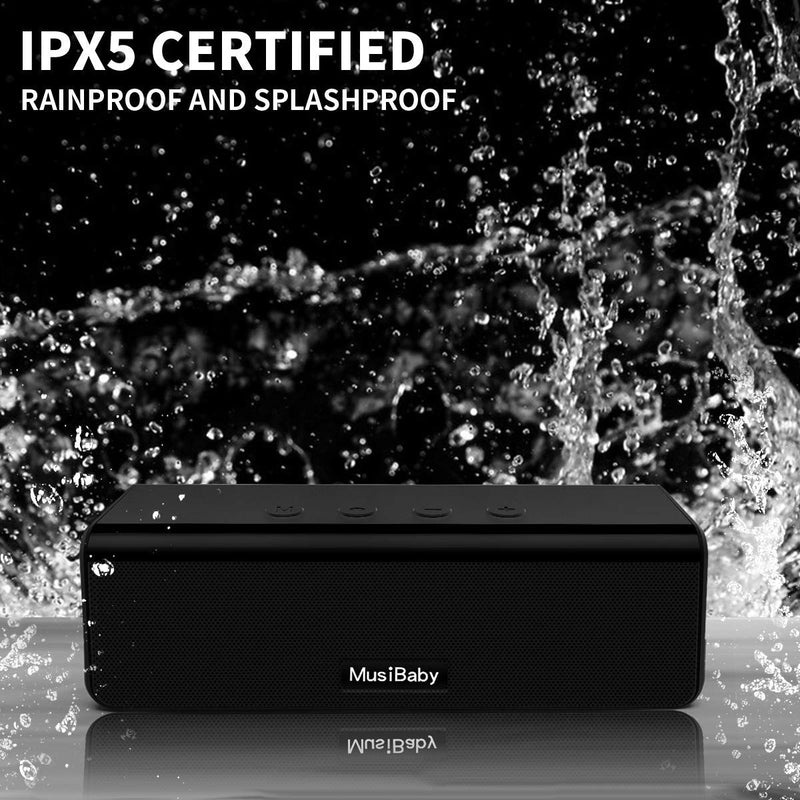  [AUSTRALIA] - Bluetooth Speakers,MusiBaby Portable Speakers Bluetooth Wireless,Waterproof,Outdoor,Speakers with Loud Stereo,Booming Bass,Dual Pairing,24H Play,Bluetooth Speaker for Home,Party,Gifts(Black)
