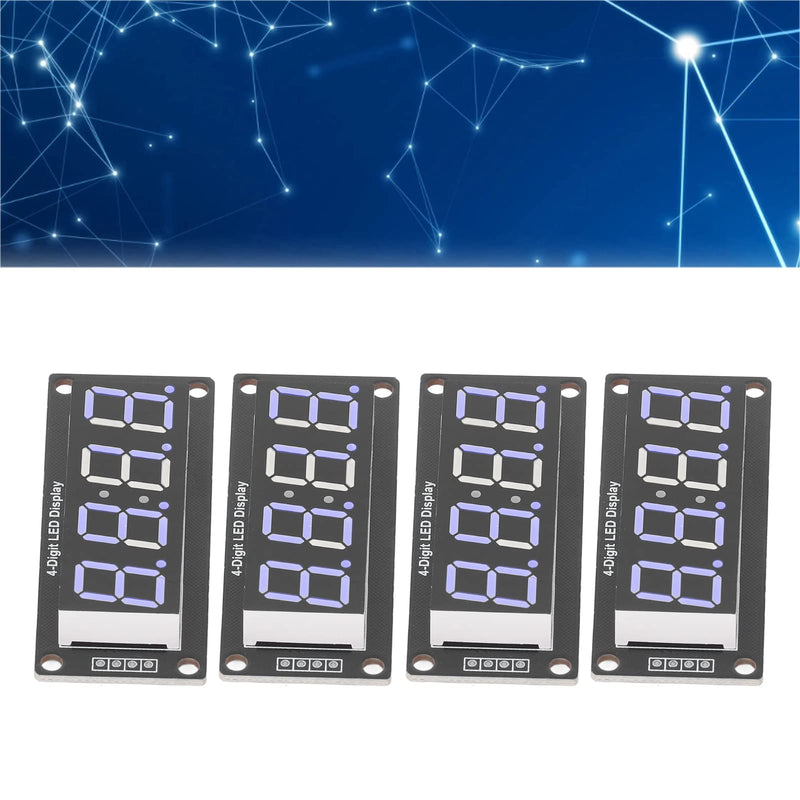  [AUSTRALIA] - 4 Set 4 Digit Digital Tube with Pin Header LED Display Board 7 Segments Clock Module TM1637 0.56in Clock Double Dots Module (Blue MRA041C)