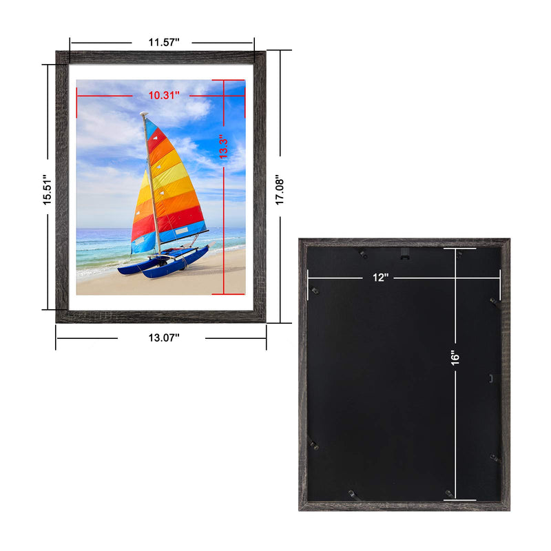  [AUSTRALIA] - Soonrada 12x16 Frame, Display 11x14 Pictures with Mat or 12 x 16 Photos Without Mat, Wood Picture Frames for Horizontal and Vertical Wall Mounting