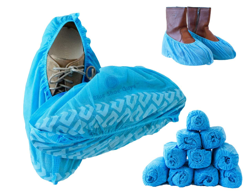  [AUSTRALIA] - Blue Shoe Guys Professional Grade Disposable Boot & Shoe Covers Booties | 100 Pack | Non-Slip, Water Resistant, Recyclable for Indoor & Outdoor Protection | Large Size Up to US Men's 12 & Women's 14 One Size Fits Most Shoe Sizes