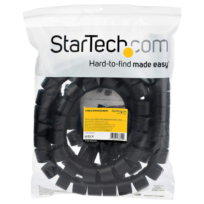 [AUSTRALIA] - StarTech.com 2.5m (8.2ft) Cable Management Sleeve - 1.8" Diameter - Expandable Coiled Cord Organizer w/Cable Loading Tool (CMSCOILED4)